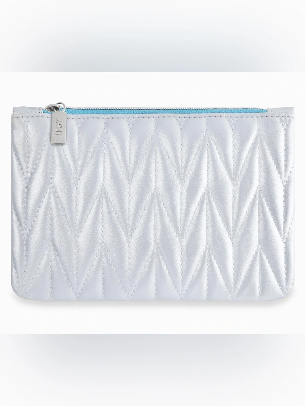 Ipsy Glam Makeup Bag | Metallic Silver Quilted